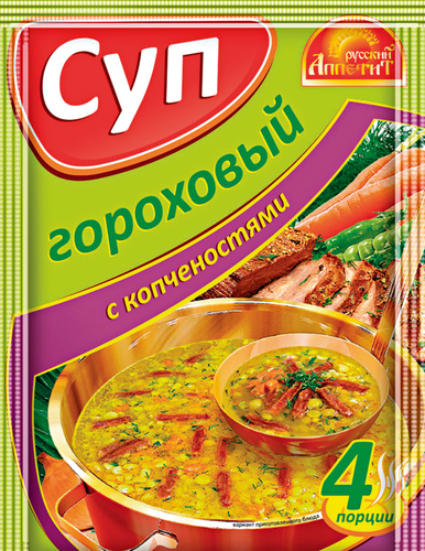 

Суп Русский аппетит гороховый с копчёностями 60 г