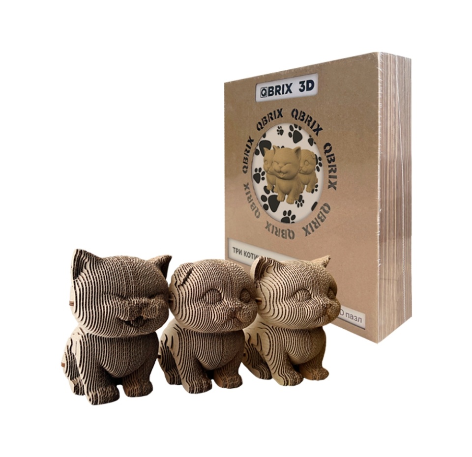 

Конструктор Qbrix Картонный 3d Три котика