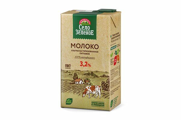 Молоко Село Зелёное питьевое ультрапастеризованное 3.2%