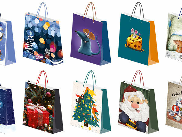 Пакет подарочный МакПейпер бумажный, в ассортименте, 33x43x10 см