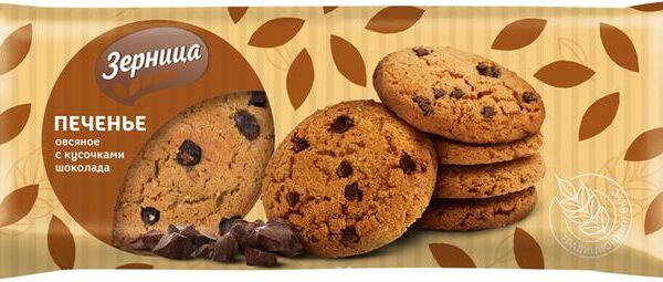 Печенье Зерница Овсяное с кусочками шоколада