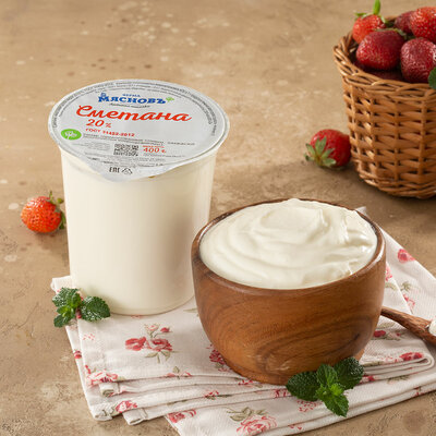 Сметана Мясновъ Ферма 20% ГОСТ резервуарная 400 г