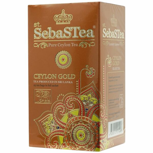 Чай SebasTea Ceylon Gold чёрный байховый цейлонский мелколистовой, 25х2г