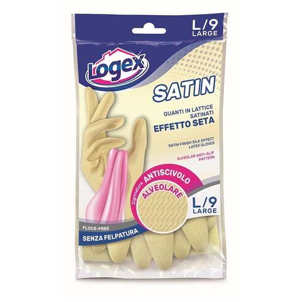 Перчатки хозяйственные Logex Satin размер L, Малайзия