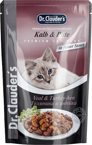 Влажный корм для кошек Dr.Clauders Телятина и индейка 85г