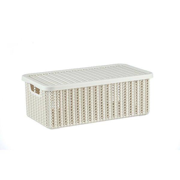 Коробка Idea Вязание с крышкой, белая, 6 л