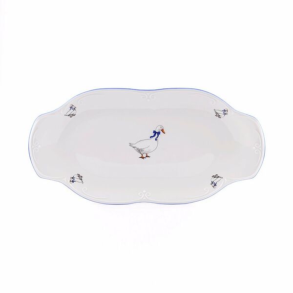 Блюдо овальное Камелия Гуси, 33 см, фарфор