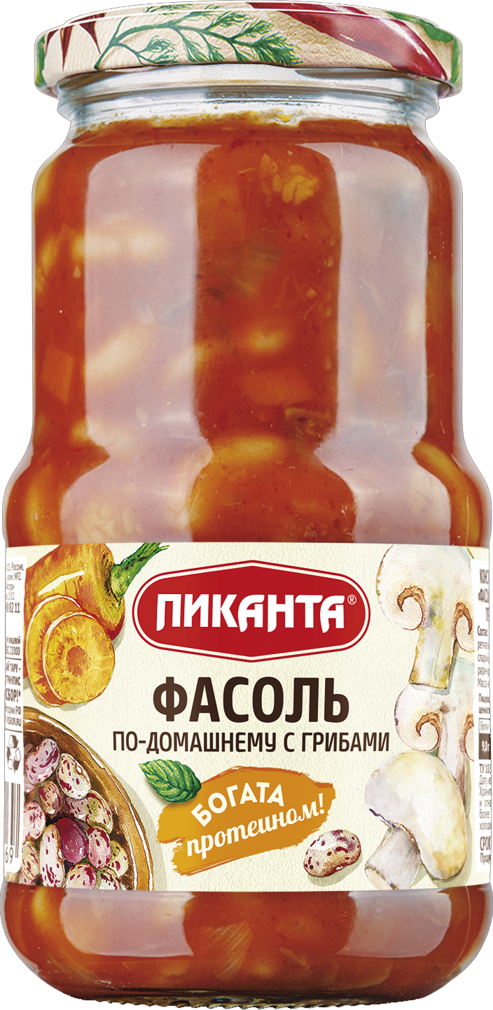 

Фасоль Пиканта по-домашнему с грибами