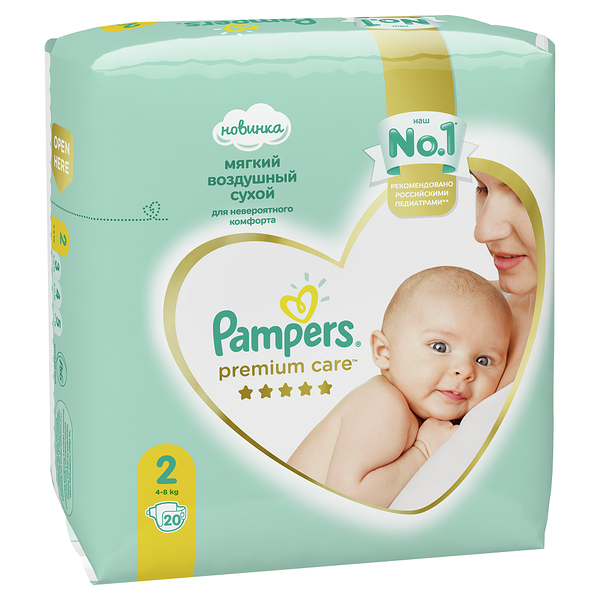 PAMPERS Подгузники Premium Care Mini (4-8кг) Микро Упаковка 20