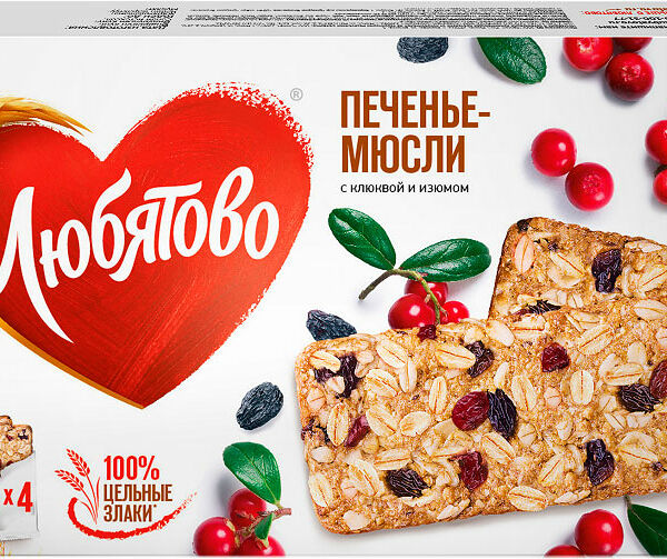 Печенье-мюсли Любятово клюква-изюм