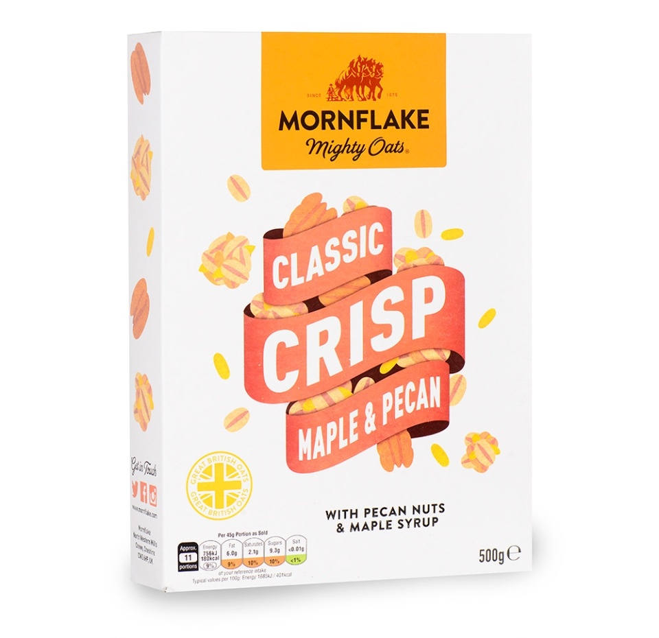 

Хлопья запечённые "Mornflake" овсяные с орехом пекан и кленовым сиропом, 500 г, Великобритания