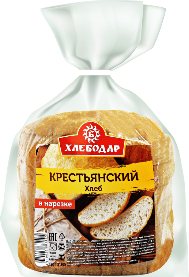 

Хлеб Хлебодар Крестьянский нарезка 185 г