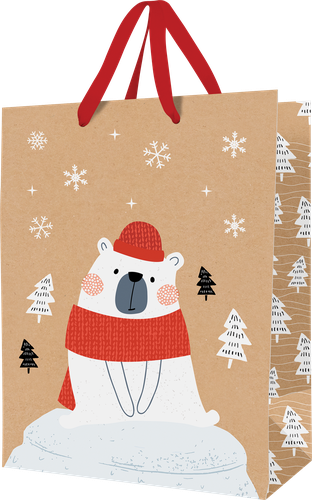 

Пакет подарочный Meshu Crazy Bear, новогодний, 18х23х10 см