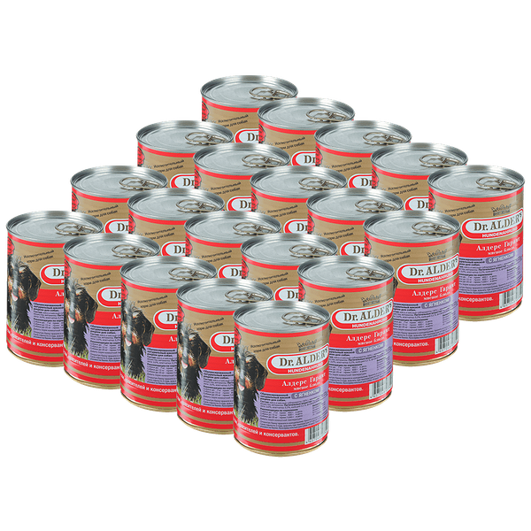 Корм для собак DR. ALDER`S Алдерс Гарант 80%рубленного мяса Ягнёнок конс. 410г (упаковка - 20 шт)