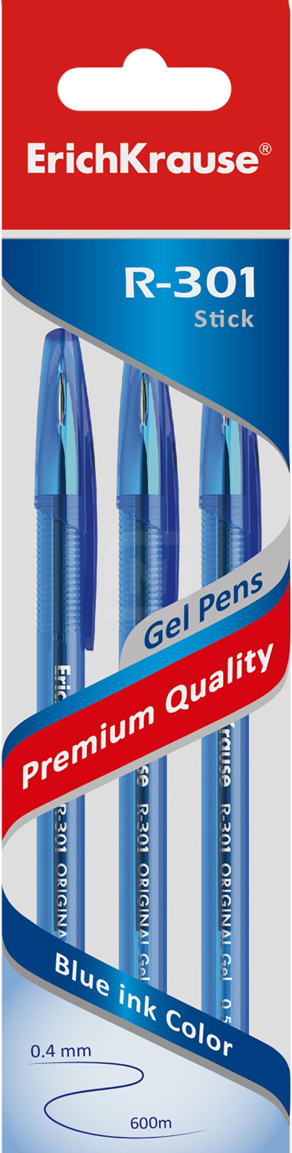 

Ручка гелевая Erich Krause Original Gel Stick R-301 синяя, 3 шт.