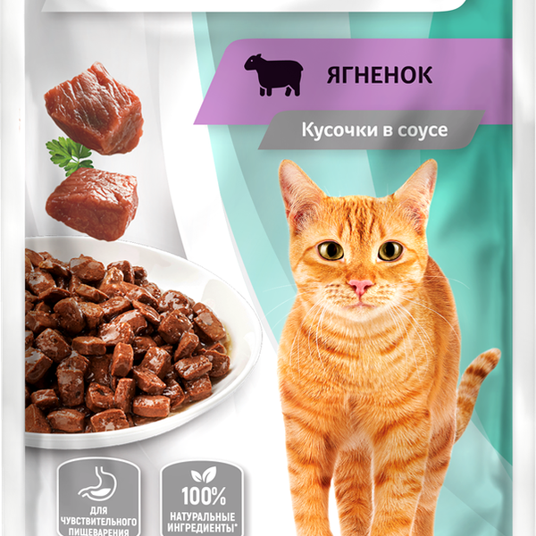 Пауч ЗООГУРМАН Ягненок. Кусочки в соусе