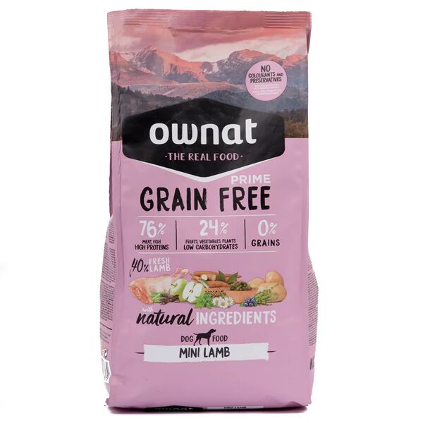 GRAIN FREE PRIME сухой корм Ownat для собак мелких пород беззерновой, с ягненком, 1 кг 