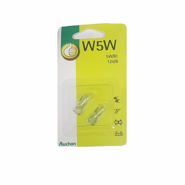 Лампа автомобильная W5W 12V 2 шт ТМ Auchan (Ашан)