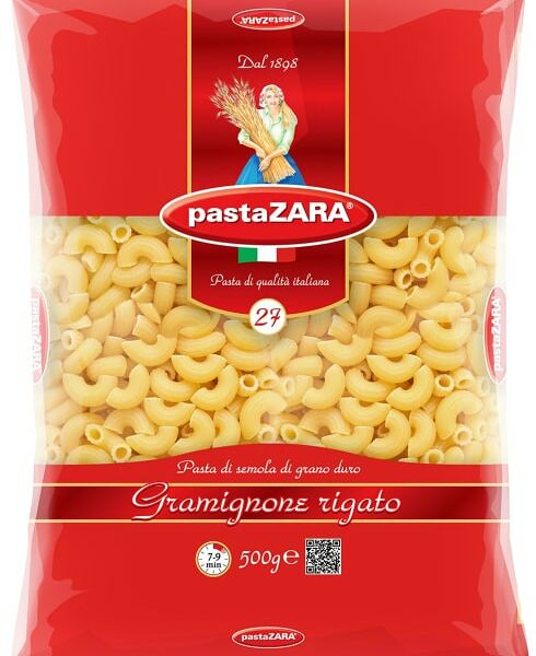 Макароны PastaZara Gramignone rigato №27 500г