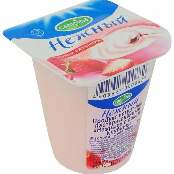 Продукт йогуртный Campina Нежный с соком клубники 1.2%, 1 шт