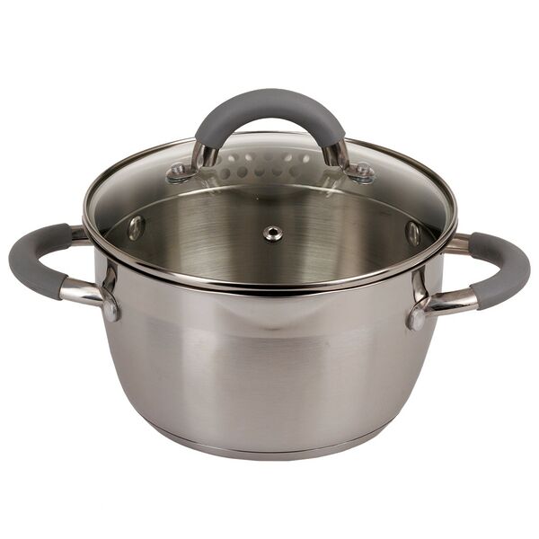 Кастрюля Домовой Flame со сливом, 3 л, нерж. сталь