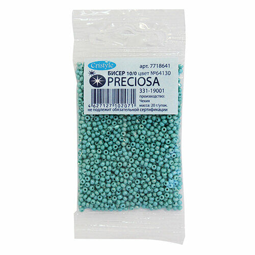 (64130) 331-19001-10/0 Бисер непрозрачный с радужным покрытием 10/0, круг.отв., 20гр Preciosa,упак