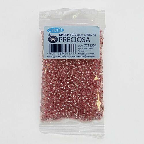 (08273) 331-19001-10/0 Бисер цветной с серебр.центром 10/0 , круг.отв., 20гр Preciosa,упак