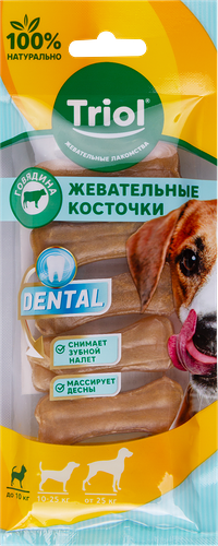 Лакомство для собак Triol Dental Кость из жил 5 см 6 шт.