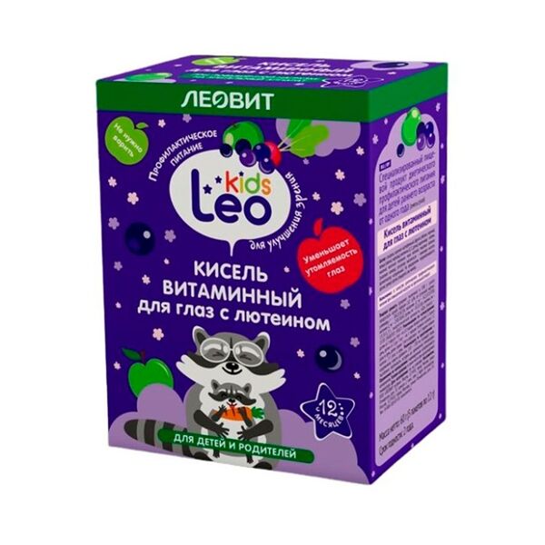 Кисель Леовит Leo Kids Витаминный для глаз с лютеином для детей с 12 месяцев 12 г 5 шт