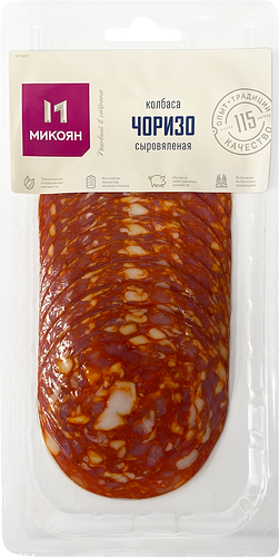 Колбаса сыровяленая МИКОЯН Чоризо полусухая, нарезка, 100г