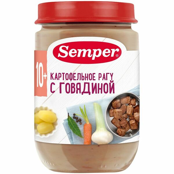 Пюре Semper Картофельное рагу с говядиной с 10 месяцев, 190г