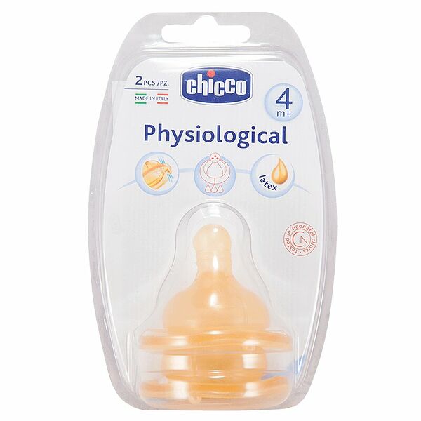 Соска латексная Chicco Well-being 2 шт физиологическая быстрый поток 4+ арт.81622