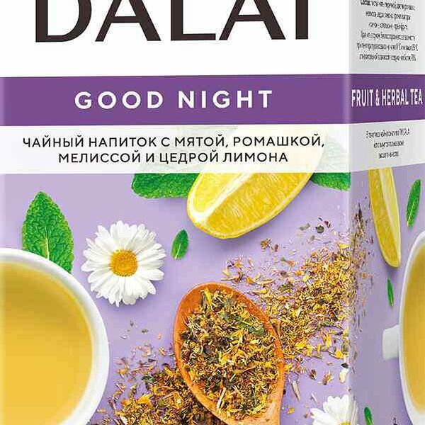 Чайный напиток Dalai Good Night с мятой, ромашкой, мелиссой и цедрой лимона, 25×1,5 г
