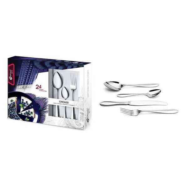 Набор столовых приборов APOLLO genio Chicago, 24 предмета, нержавеющая сталь