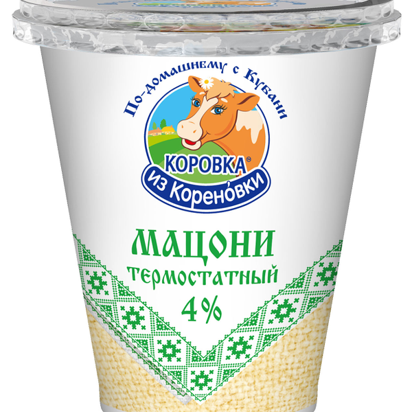 Мацони БЗМЖ Коровка из Кореновки ДЛ 4% 300г ст.