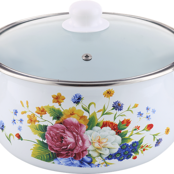 Кастрюля HOMECLUB Enamel, деколь, в ассортименте, 3.7л