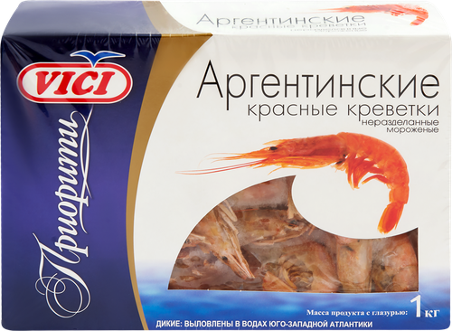 

Креветки аргентинские красные, калибр 20-30 шт в кг, Vici, 1 кг