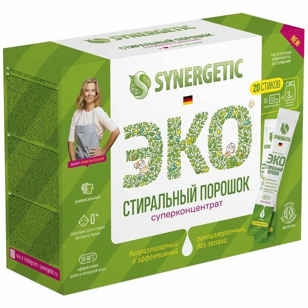 Стиральный порошок Synergetic Суперконцентрат 20 стиков