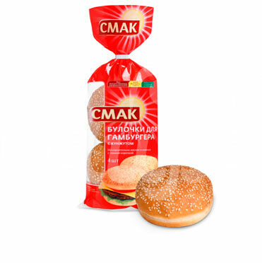 Булочки для Гамбургера Смак 4*60гр с Кунжутом пакет