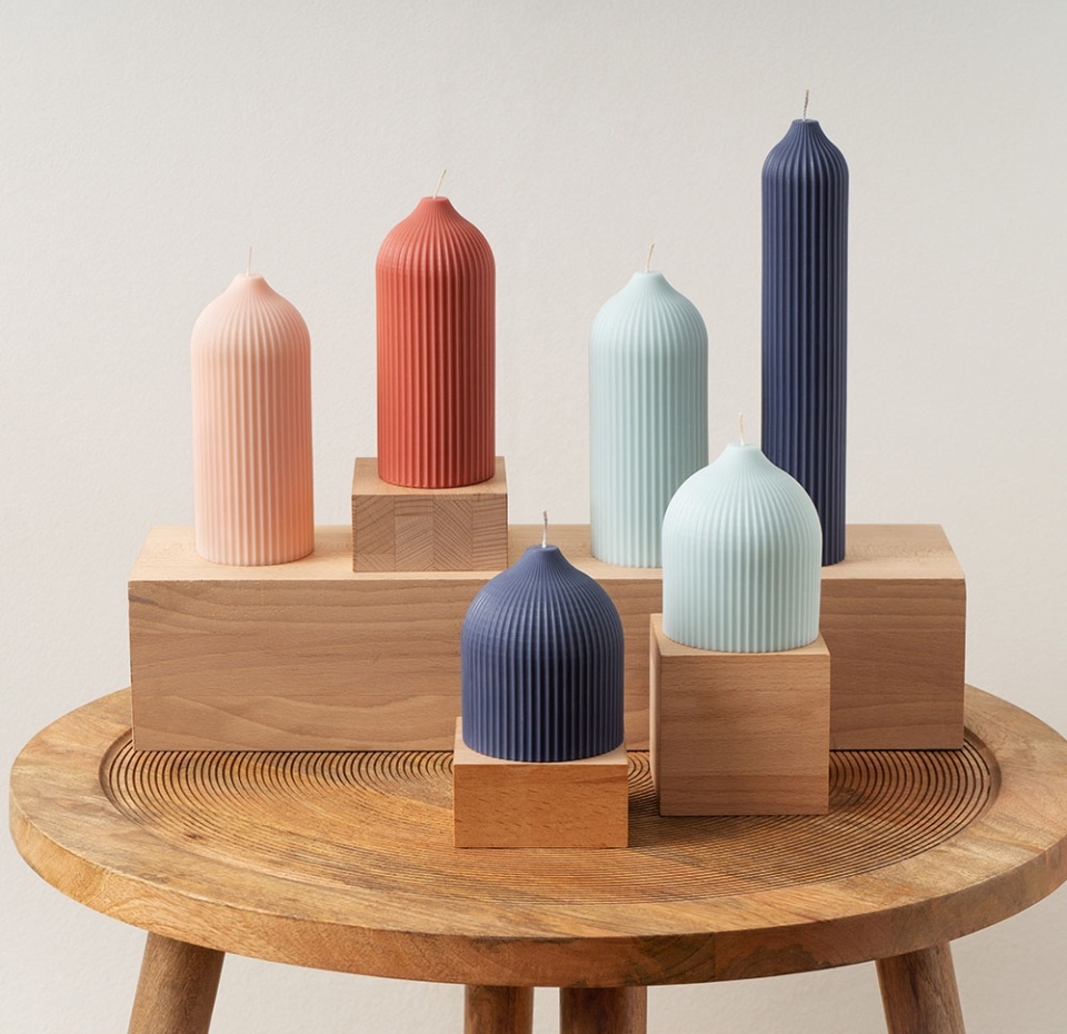 

Свеча декоративная Tkano мятного цвета из коллекции Edge 25,5см, Россия