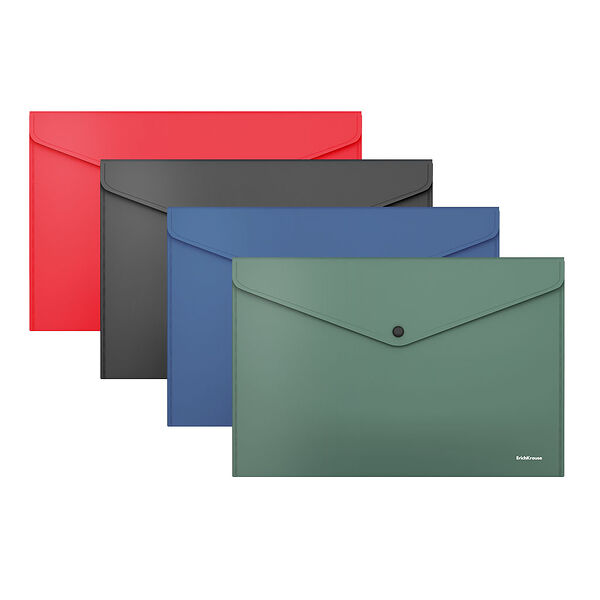 Папка-конверт на кнопке А4 ErichKrause Fizzy Classic, непрозрачная, ассорти  50179