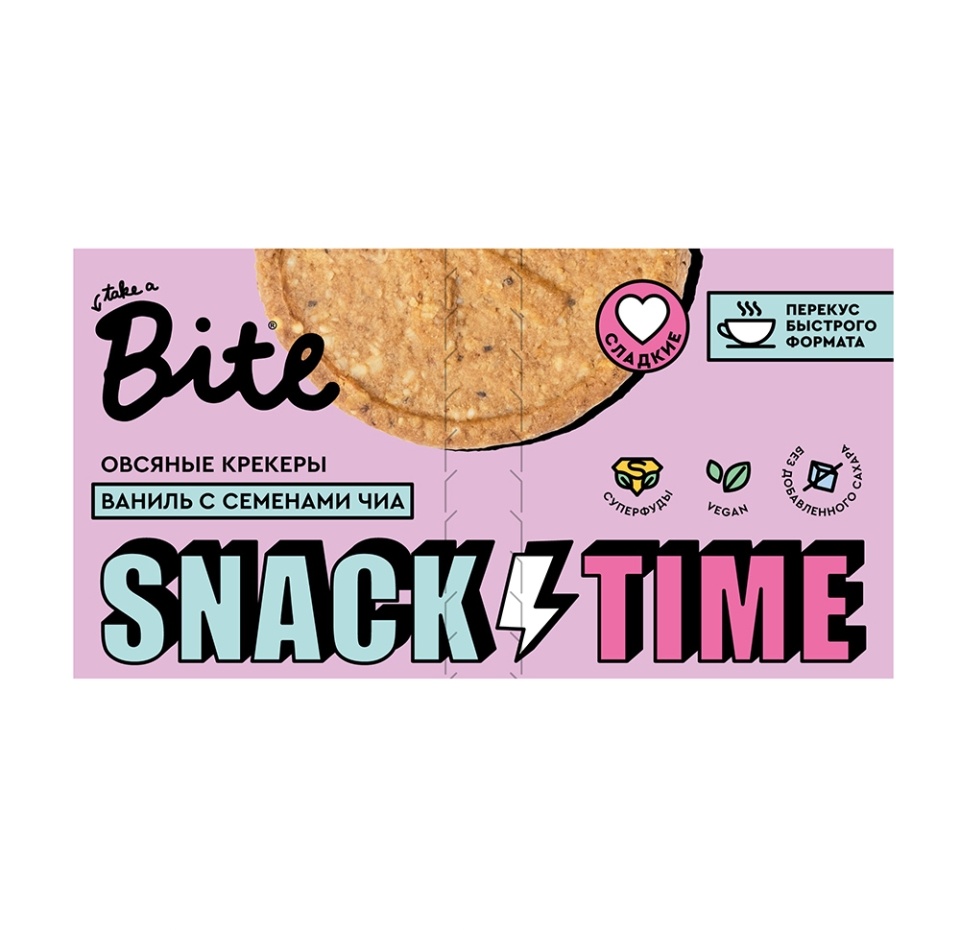 

Крекеры овсяные Take a Bite Snack & Time Ваниль с семенами чиа