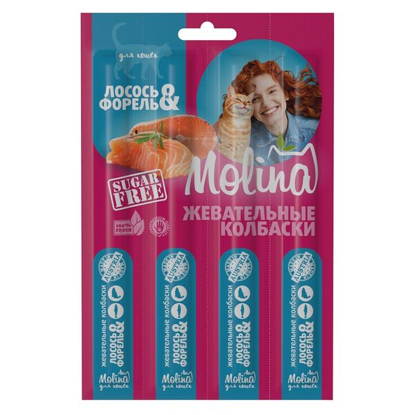 Колбаски для кошек Molina лосось и форель
