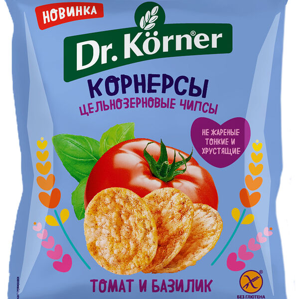 Чипсы цельнозерновые Dr. Körner Корнерсы Томат и базилик