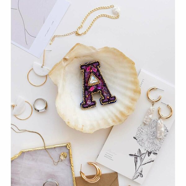 АД-077 Набор для вышивки бисером украшения на натур. худож. холсте Паттернхолст 'Буква 'А' 5,6*6,5см