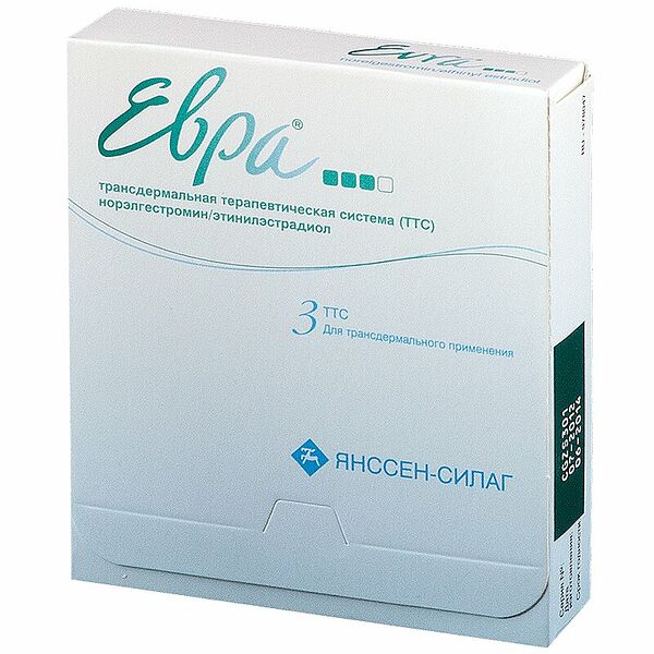 Евра пластырь трансдермальный 203 мкг + 33.9 мкг/24 ч 3 шт