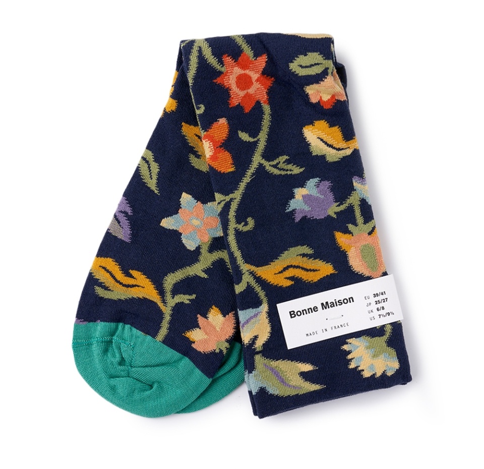 

Носки женские Flower Slate высокие, Bonne Maison, размер 39/41, Франция