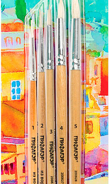 Набор кистей Офисмаг Пифагор круглые 5шт