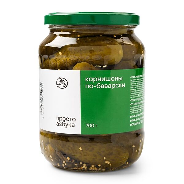 Корнишоны «Просто Азбука» по-баварски 700г, Россия