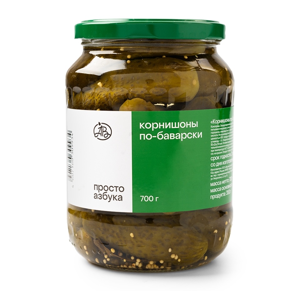 

Корнишоны «Просто Азбука» по-баварски 700г, Россия